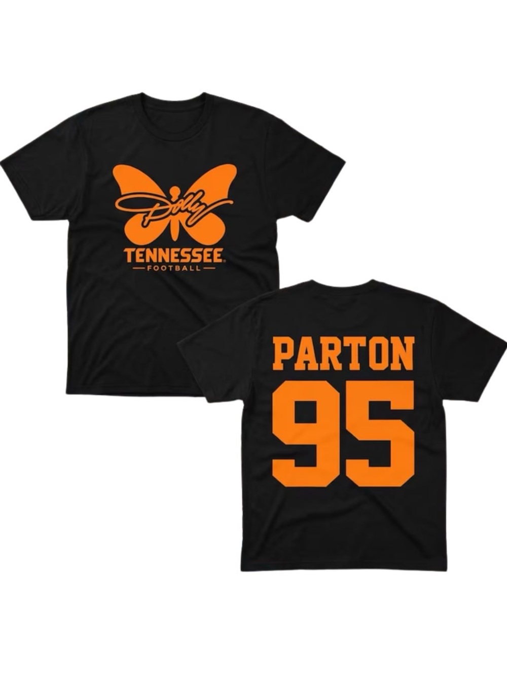 Black T-Shirt with Orange Tennessee Football Graphics